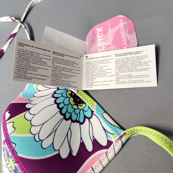 Cia Maritima Bikini Womens Large Floral Neoprene Swimwear Tie Side Semi Cheeky - Picture 4 of 14